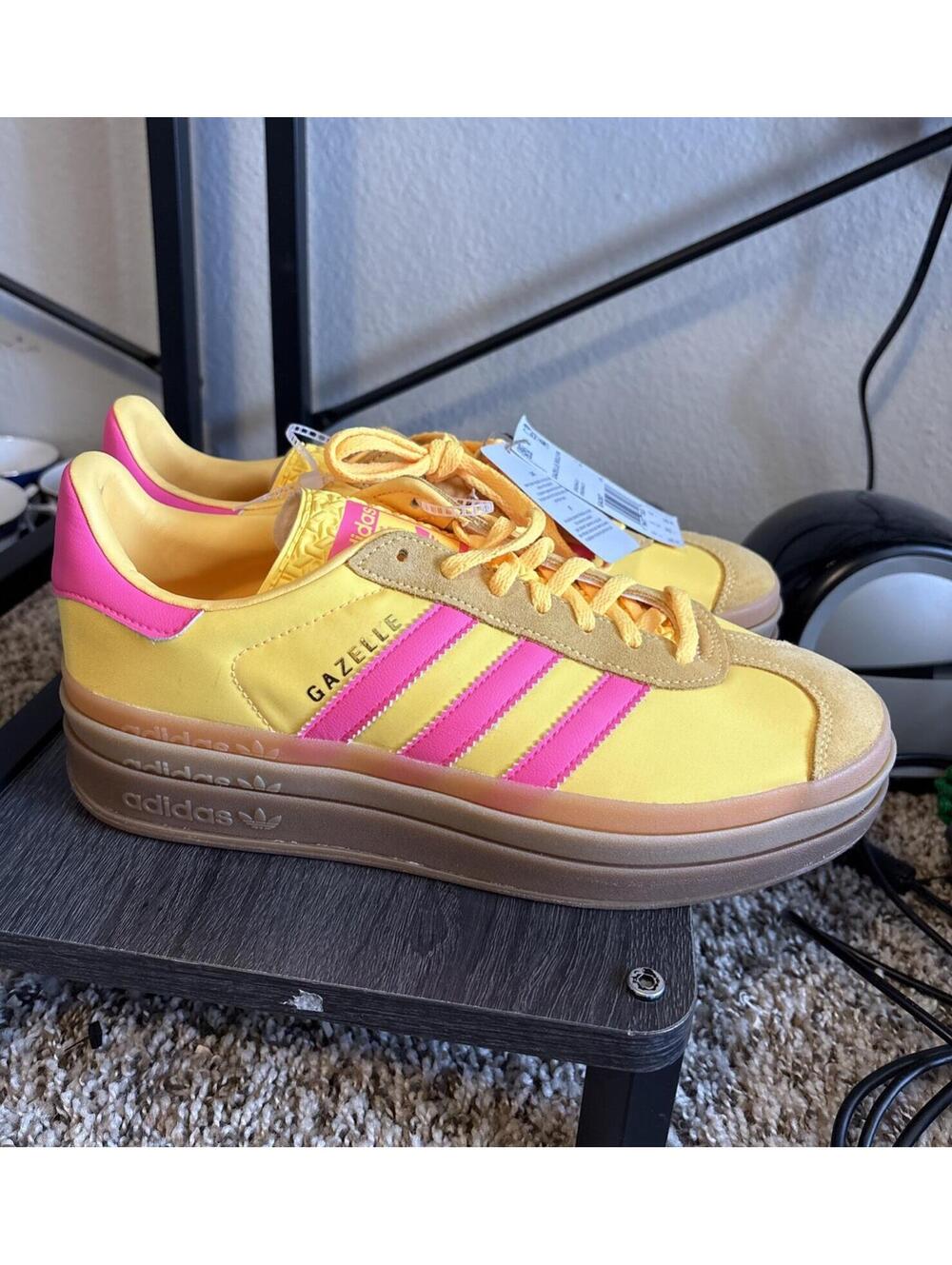 Adidas Originals Gazelle Bold Women's Shoes Yellow Lucid Pink Size 9.5 #IG4387 - Picture 5 of 12